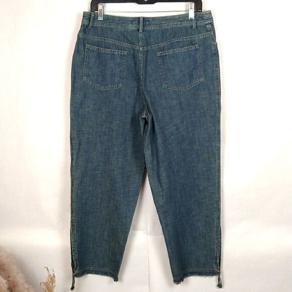 Dana Buchman cropped  ocean wash  jeans with fringe (NWT) size 10 Boho Chic - Picture 6 of 9